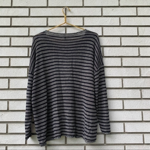 Eileen Fisher Knit Wool Linen Striped Boxy Pullover Sweater - Picture 10 of 10